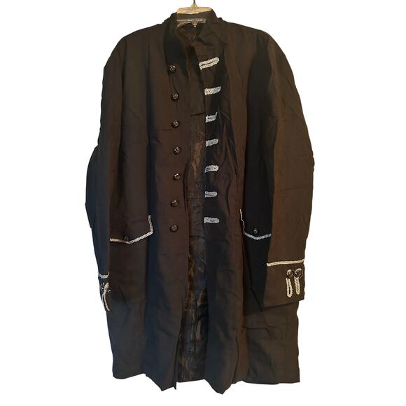 #3NWOT Sgt Pepper Vibes Long Black Jacket Steam Punk Halloween Costume Adult OS - Picture 1 of 4